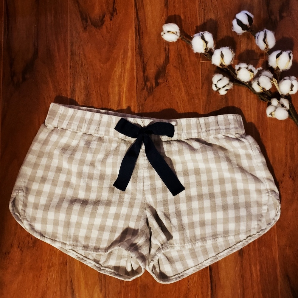 Aerie Pajama Shorts Checkered. Blue Bow. - Picture 1 of 7